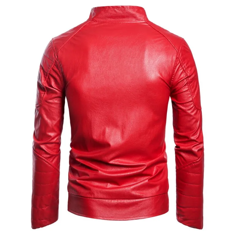 

Mens Spring Autumn Jacket New Black PU Leather Jacket Men Red PU Leather Mens Jacket Men Coat Ropa De Hombre Windbreaker 3XL