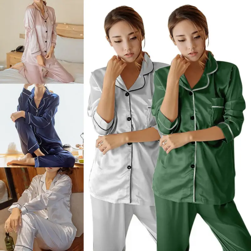 Шелковая атласная пижама для женщин и девочек ночная рубашка домашняя одежда