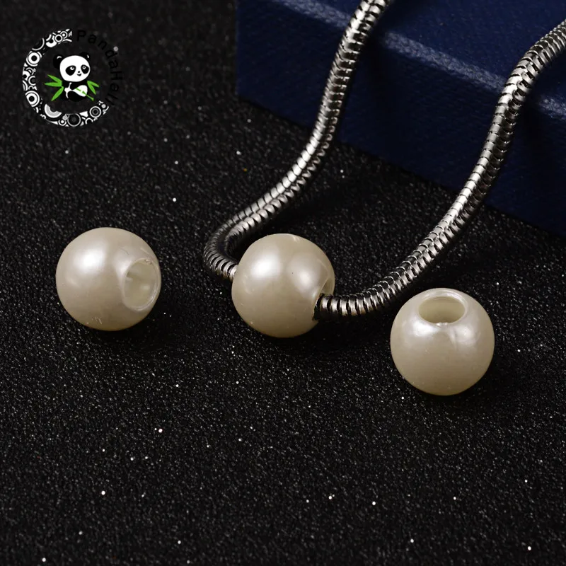 Бусины pandahall из АБС-пластика с имитацией под жемчуг Европейские бусины Рондель