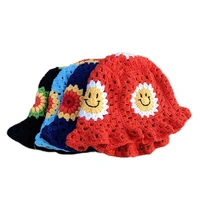 ins hat womens knitted flower handmade sunflower hollow forest casual outdoor travel warm woolen fashion 10pcsbag sun hat
