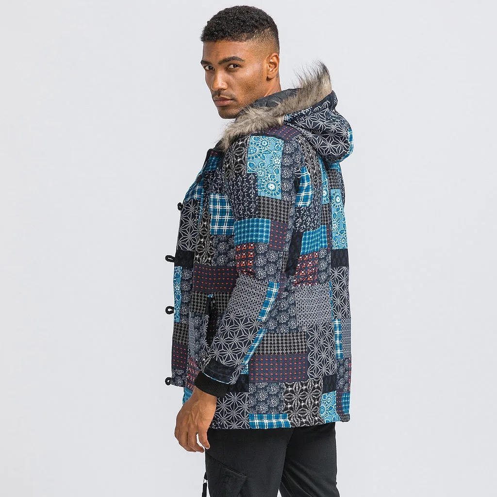

Vogue Vintage men's Ethnic Style Hawaiian Style Indian-African Style Cotton And Linen Printed Coat Slim And Versatile Quality