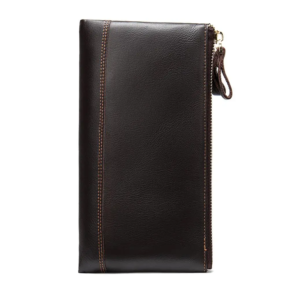 Длинный кошелек из натуральной кожи на молнии с отделением для монет Обложка