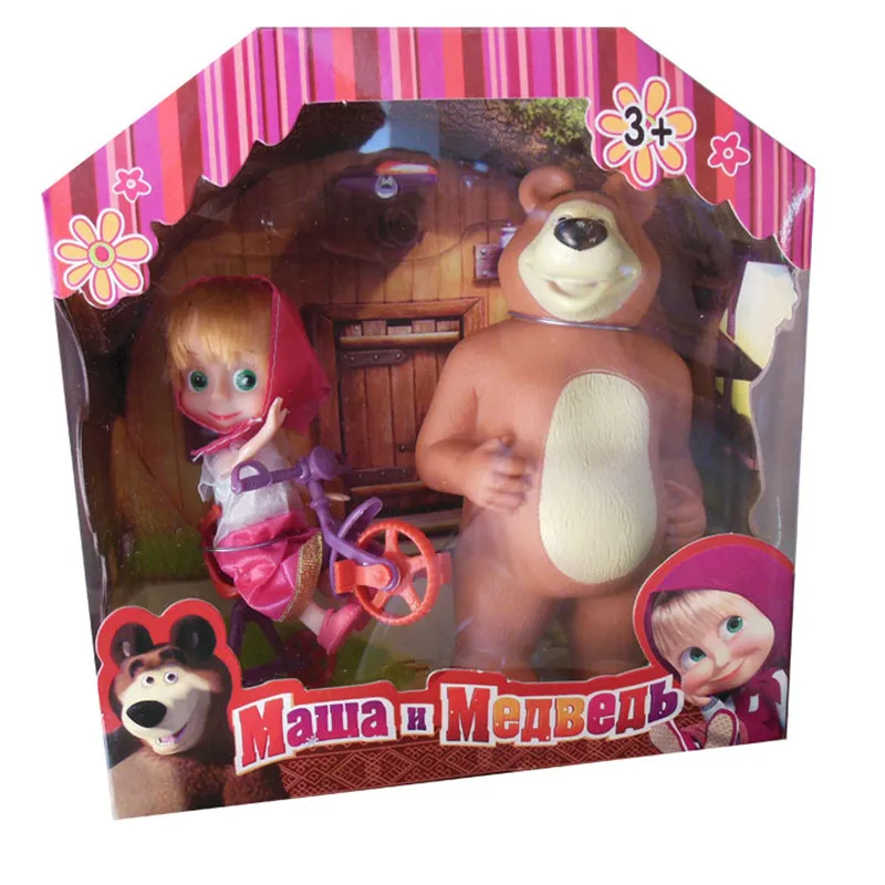masha the bear anime figure models toys kawaii doll cartoon movie cut pvc model play house periphery simulation gift for kid free global shipping
