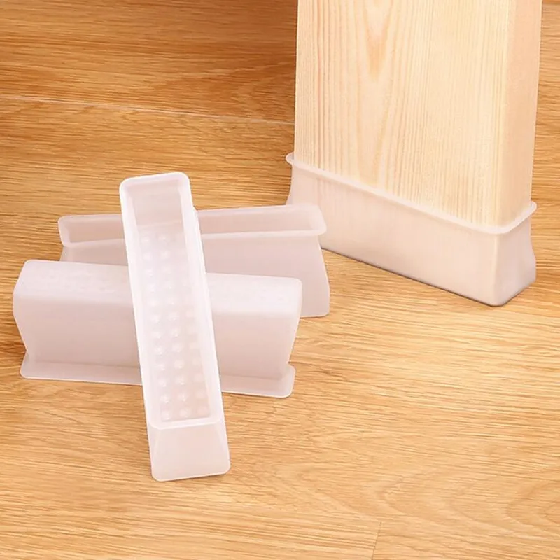 

4pcs Anti slip chair leg caps Rectangular silicone feet cover for wood sofa table bed stopper furniture foot Floor Protector Pad