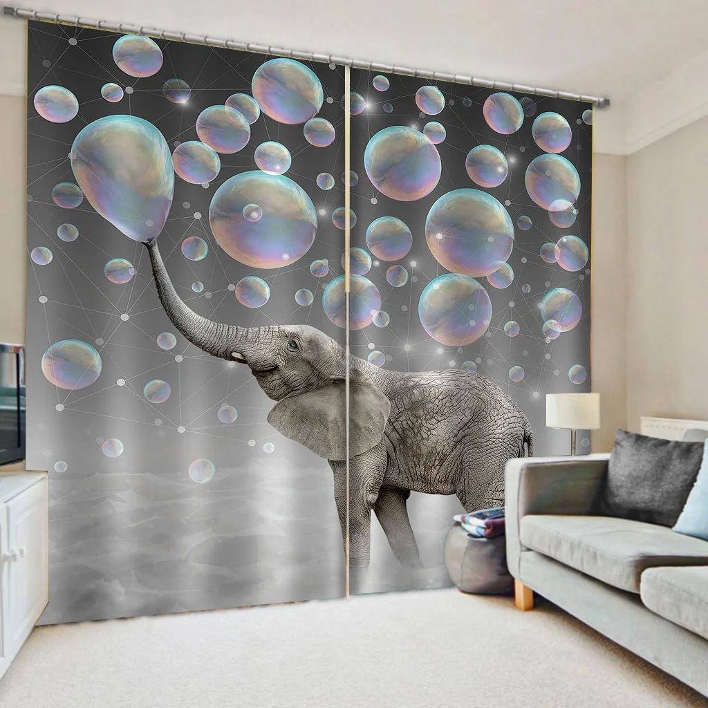 

Beautiful 3D Blackout Curtain The Animal Printing Curtains For Living Room Bedroom Children Elephant Bubble Pattern Drapes