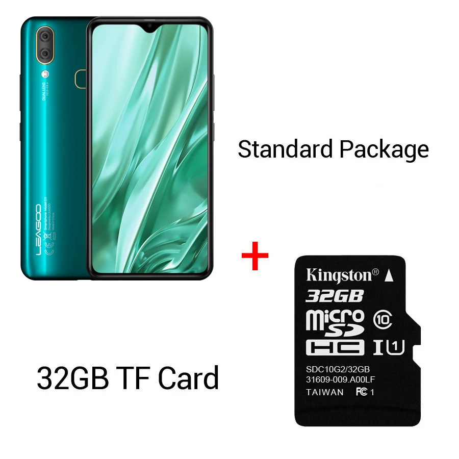 Green N 32GB Card LEAGOO S11, 4 ГБ, 64 ГБ, Android 9,0, 6,3 дюйма, дисплей в виде капли воды, смартфон Helio P22, четыре ядра, 13 МП, двойная камера, отпечаток пальца, мобильный телефон - Цвет: Green N 32GB Card