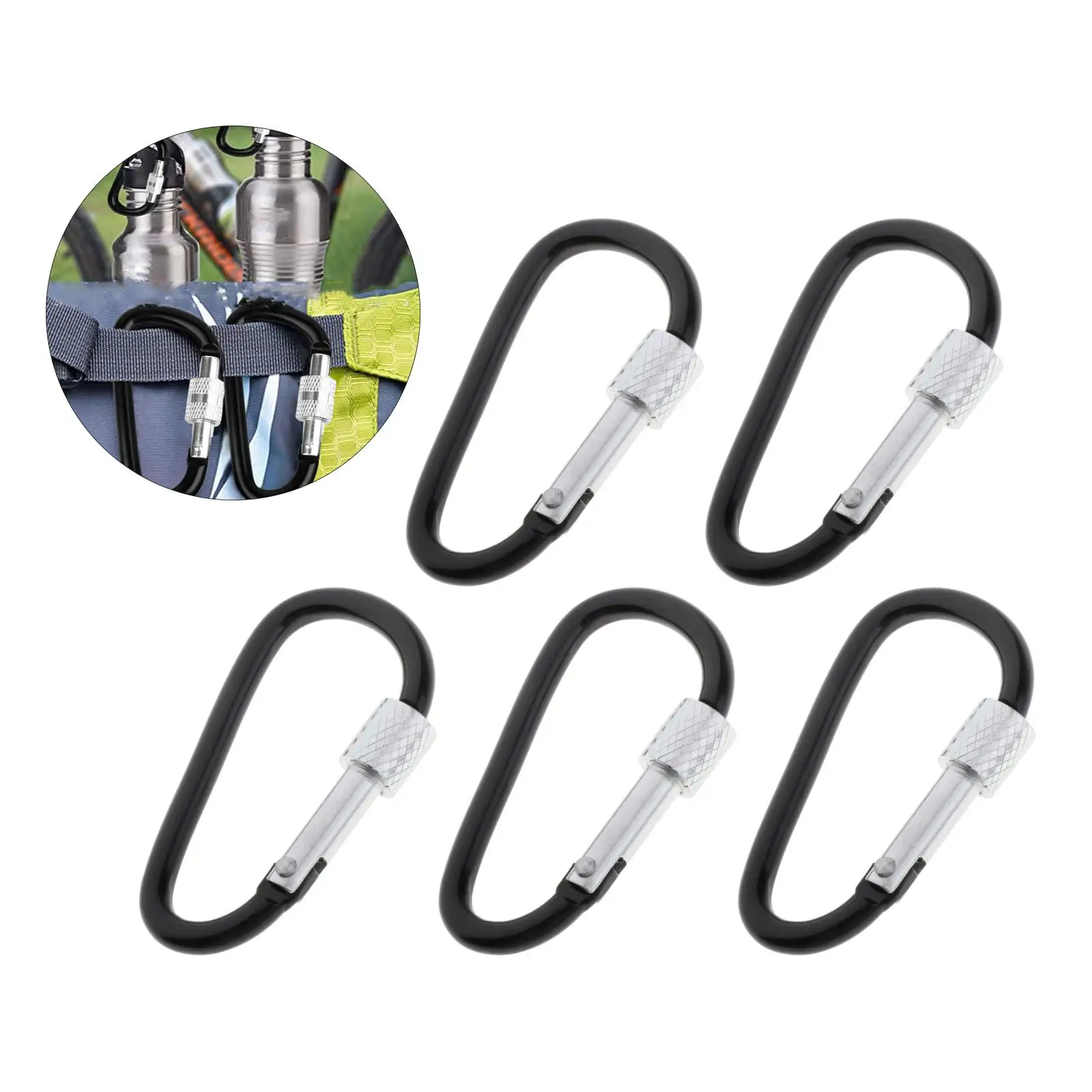 

Carabiner Clips Hiking Keychain Screwgate Travel D-Ring Snap Hook Clasp