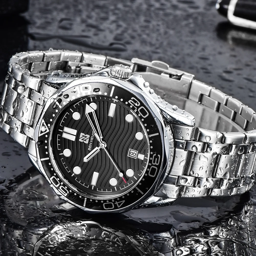

2021 New Top Mens Watches Brand Business Automatic Date Watch For Men Full Stainless Steel Waterproof Luminous AAA Male Clocks