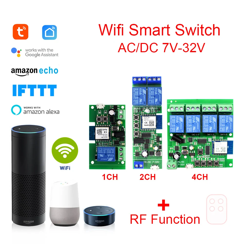 

Tuya Inching WiFi Switch Wifi Relay Wireless Module Smart Timer Self-locking Switch Intelligent Remote Control Works with Alexa