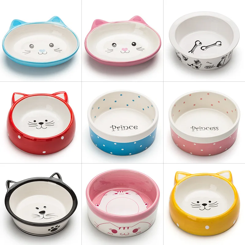 Новая миска для собак и кошек керамическая дорожная мультяшная Фидер кормления