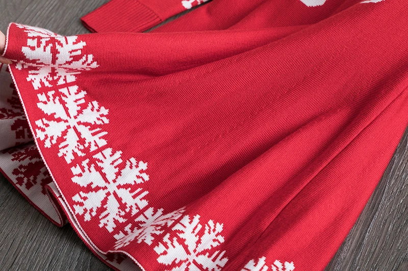 Рождественское платье для девочек новогодние костюмы детское вязаное