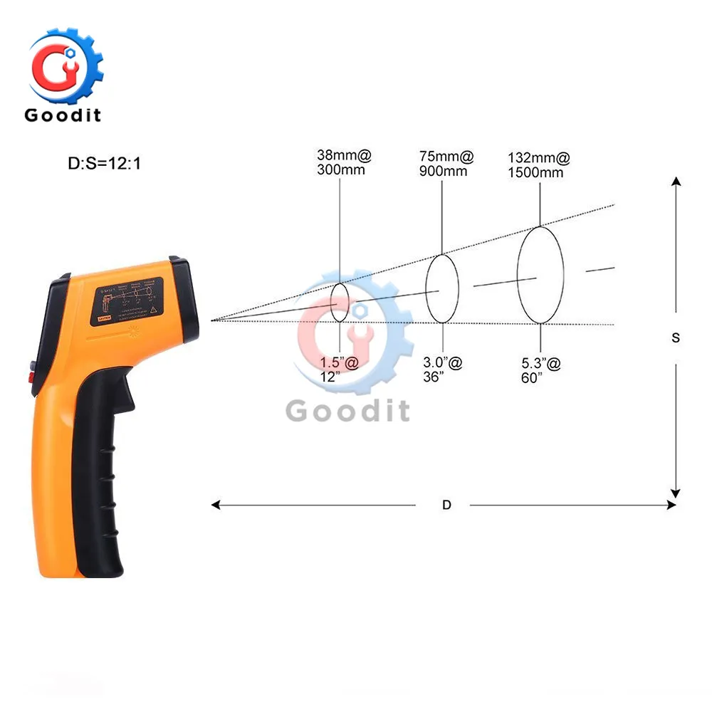 Промышленный ЖК цифровой GM320 ИК лазерный термометр бесконтактный пирометр