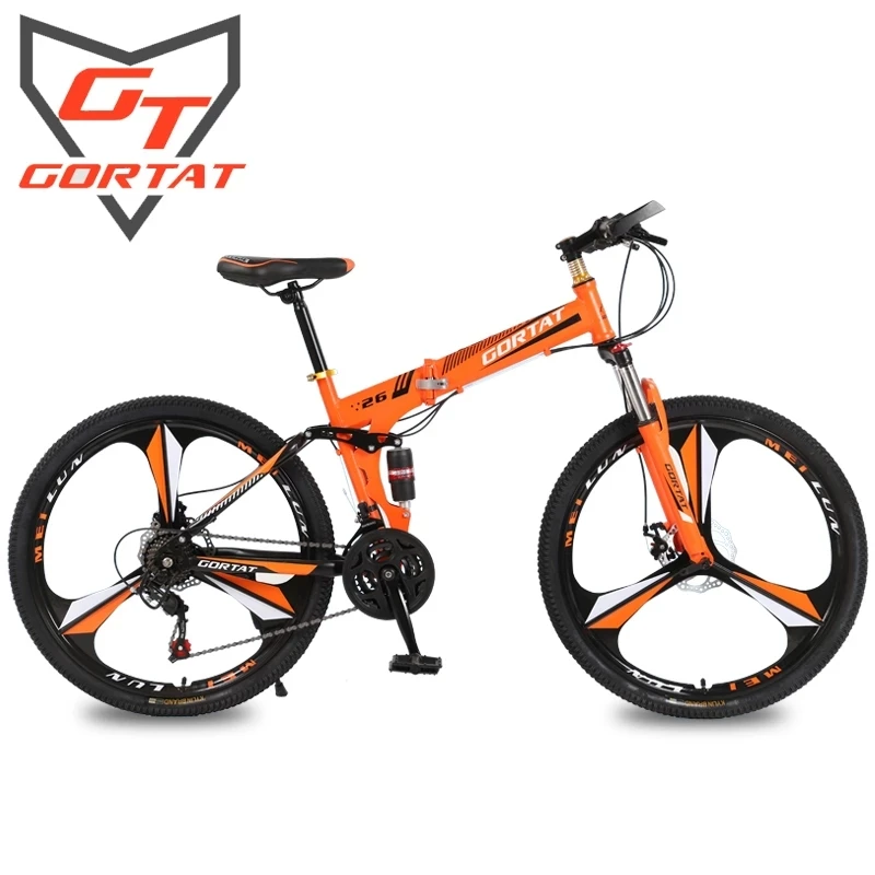 GORTAT 26 Inch Steel Frame MTB 21 Speed Bicycle Folding Mountain Bike Alloy Wheel Adult Men And Women Dual Disc Brakes Bicicleta