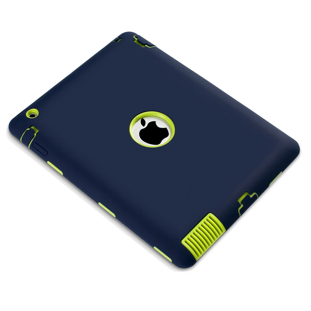 

Safety Silicon PC 3 in 1 Robert Back Case for Apple iPad 4 3 2 9.7Inch Shockproof Protective Tablet Cover for iPad2 iPad3 iPad4