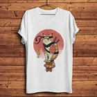 Забавная футболка Konoha Shinobi cat с аниме, мужская летняя белая Повседневная футболка унисекс с коротким рукавом, уличная футболка с мангой
