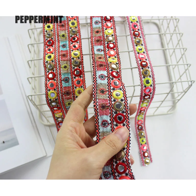 1 ярд лент в стиле ретро зеркальные кружевные вышитые ленты этнические