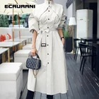 ECRURANI лоскутный Повседневный однотонный Тренч для женщин с воротником-стойкой с длинным рукавом с поясом женские ветровки 2021 модная новая одежда