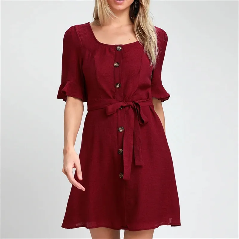 Женское Короткое платье на пуговицах Sikilely черное Повседневное с короткими