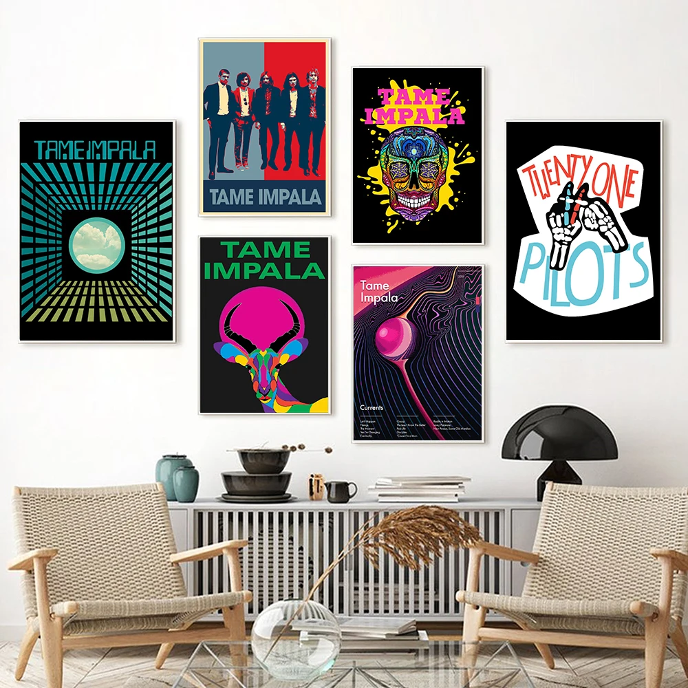 Мода Tame Impala Band Настенное искусство Плакат Печать Абстрактная музыка Рок Человек