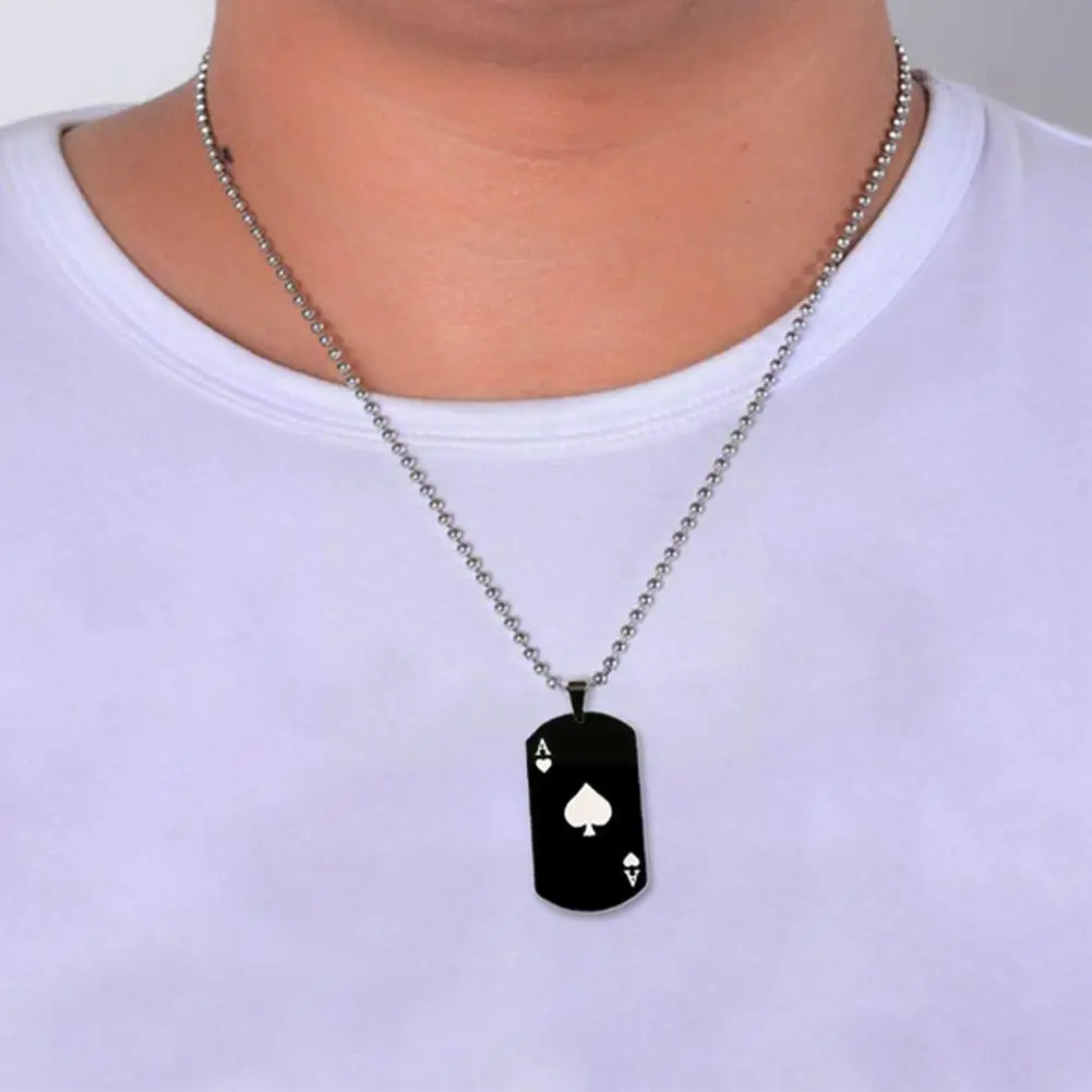 

Playing Card Ace Of Spades Love Pendant Fashion Steel Men's Jewelry Women's And Chain Sweater Necklace U3f5