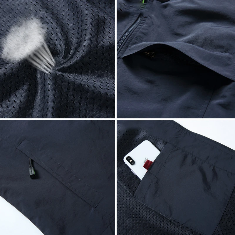 

Quick Drying Sleeveless Jacket Men Summer Outdoor Thin Mesh Photography Waistcoat Multi-pocket Mens Vests Chaleco Hombre M-5XL