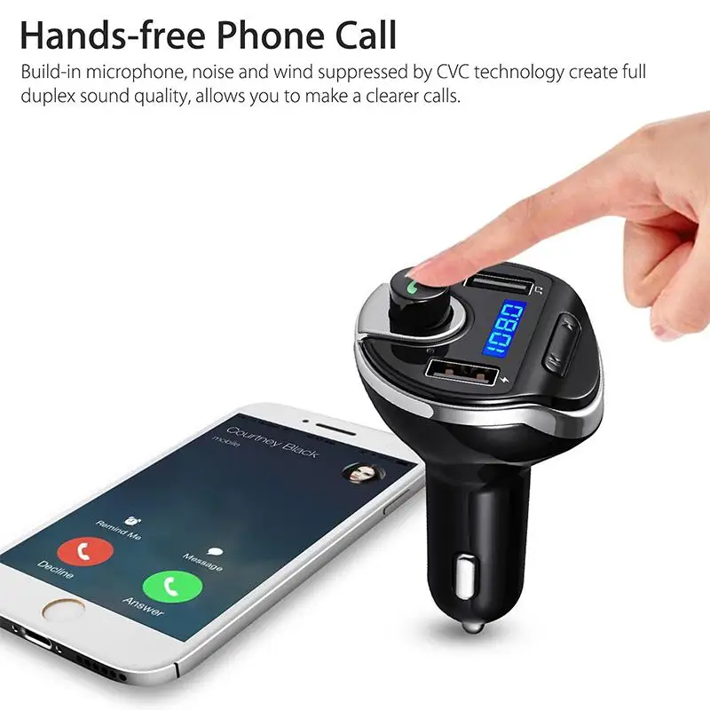 Bluetooth Car Kit FM Transmitter Wireless Radio Hands-free Adapter USB Charger Handsfree r60 | Электроника