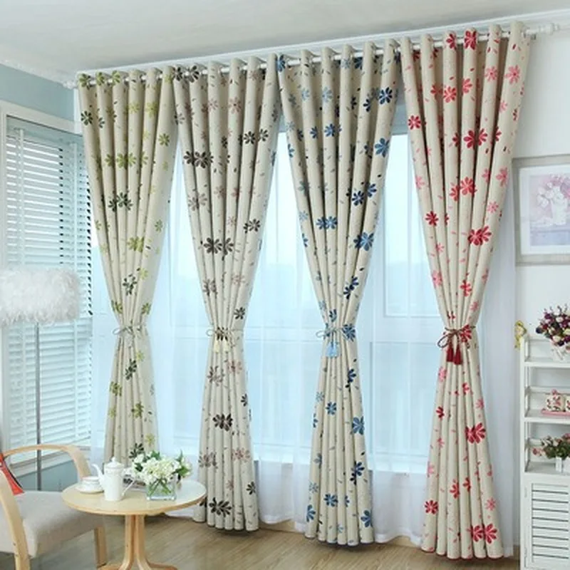

Pastoral Curtains for Living Dining Room Bedroom Thickening Flowers Fresh Curtain Tulle Finished Product Customization Curtains