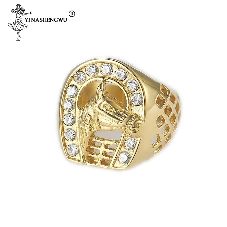 Кольцо мужское из нержавеющей стали с фианитом ювелирное изделие в стиле хип-хоп