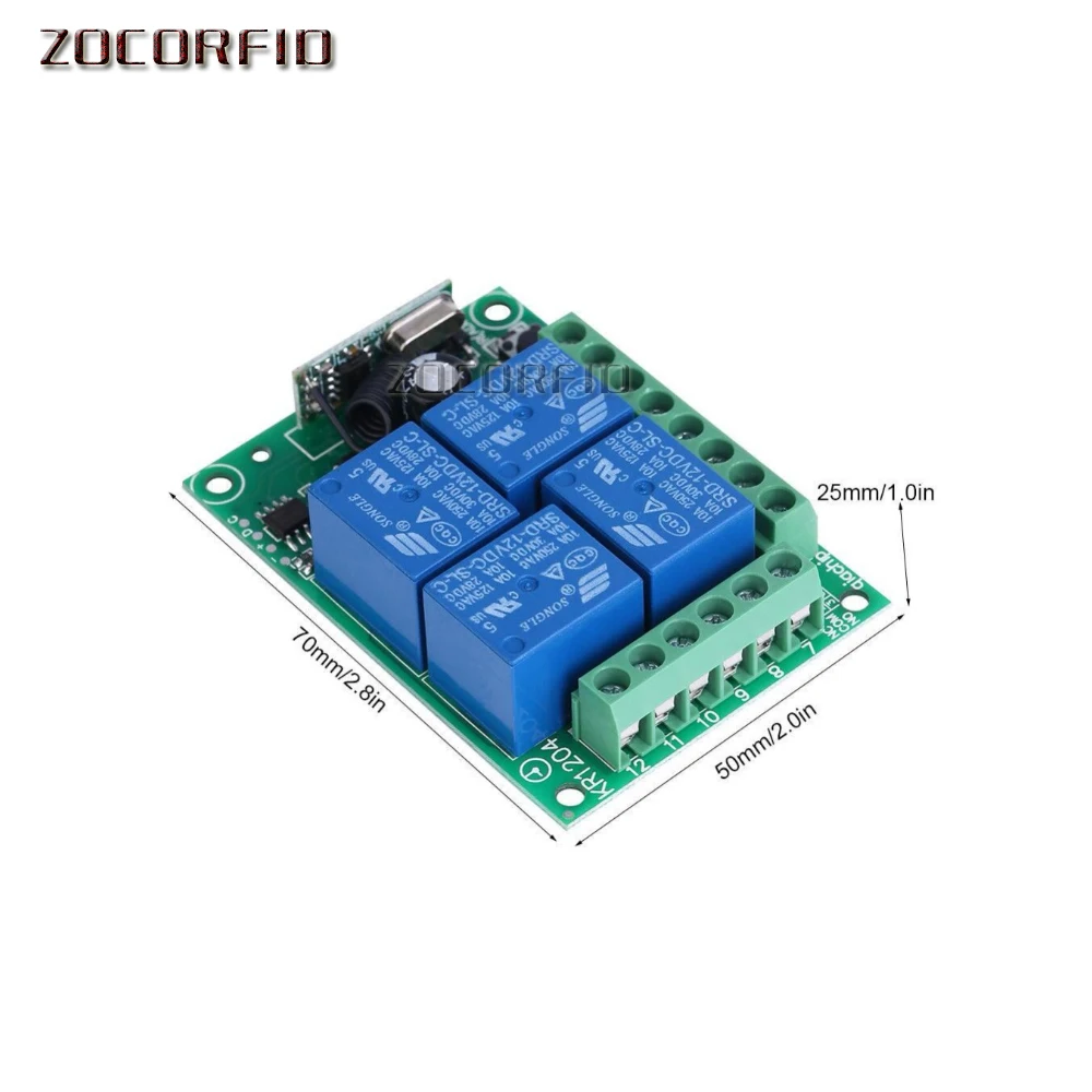 433 МГц Универсальный беспроводной пульт дистанционного управления DC 12 В 4 CH RF