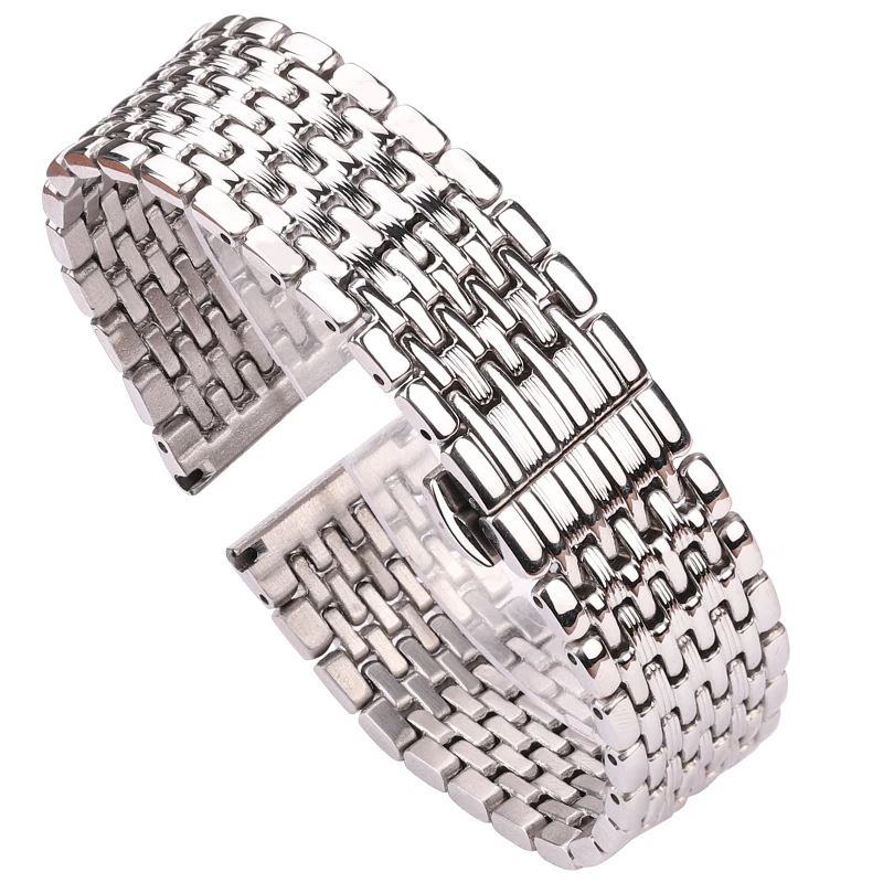 Watch Bracelet 16mm 18mm 20mm 22mm Silver Stainless Steel Watchbands Women Men Solid Wrist Watch Strap Accessories