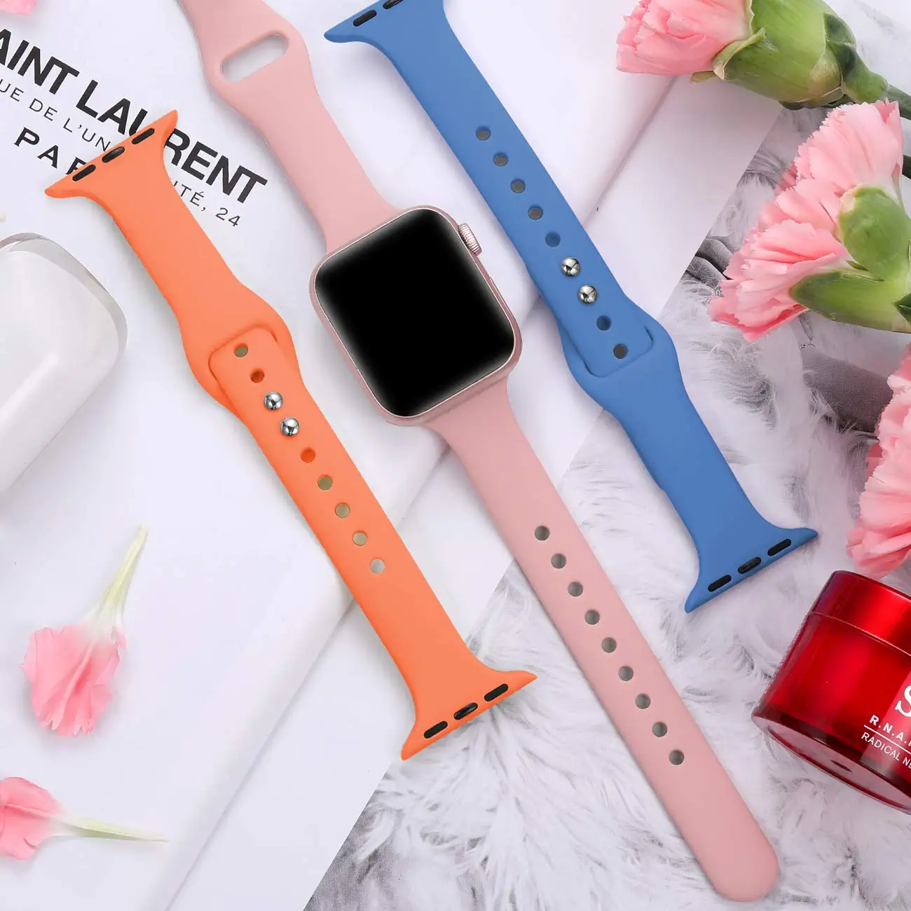 

Тонкий ремешок для Apple watch band 44 мм 42 мм 49 мм, силиконовый браслет для наручных часов, correa iWatch series ultra 3 4 5 se 6 7 8 45 мм 41 мм