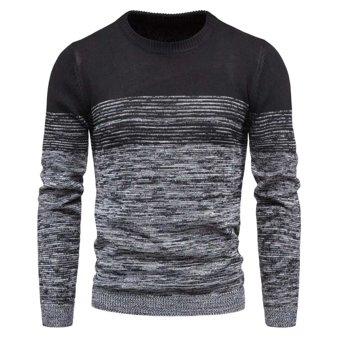 

New Autumn Men's Knitwear Hedging Round Neck Variegated Contrast Fashion Base Sweater Male Tops