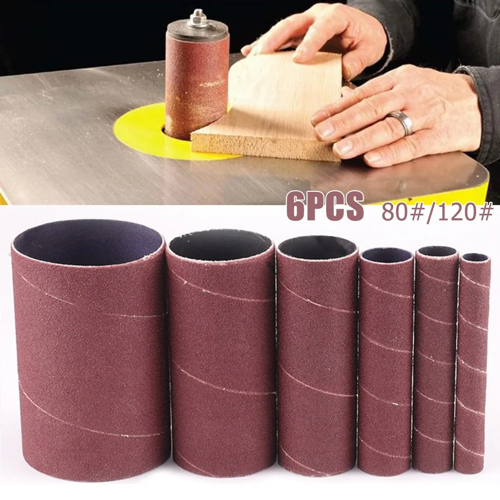 

6pcs 4.5" Sanding Paper Drum Sleeves Kit Polishing Wheels 80# 120# Hand Abrasive Tools Woodworking Sandingpaper