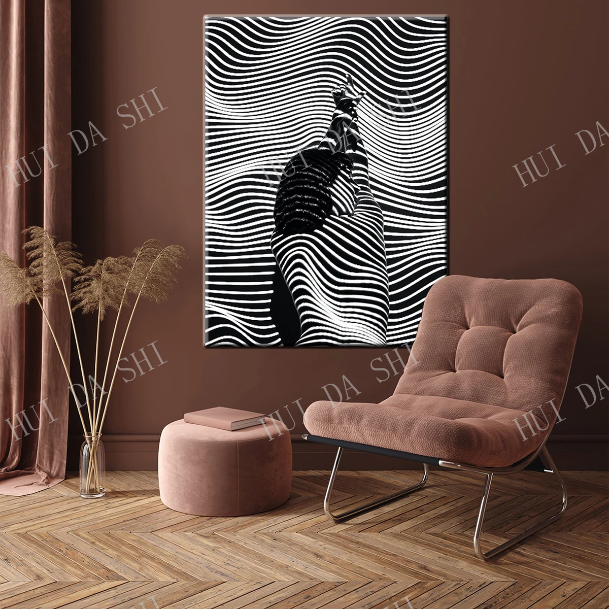 

Полосатый холст с зеброй, полосатый холст с девушкой, современный настенный Декор, полосатый холст с девушкой, модное настенное искусство