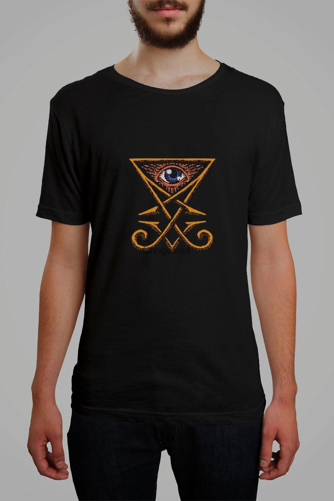 Мужская черная футболка с символами треугольника|Мужские футболки| |