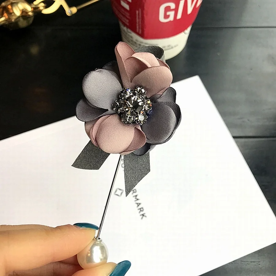 Женская тканевая Брошь бутоньерка в стиле ретро брошь с искусственным жемчугом и