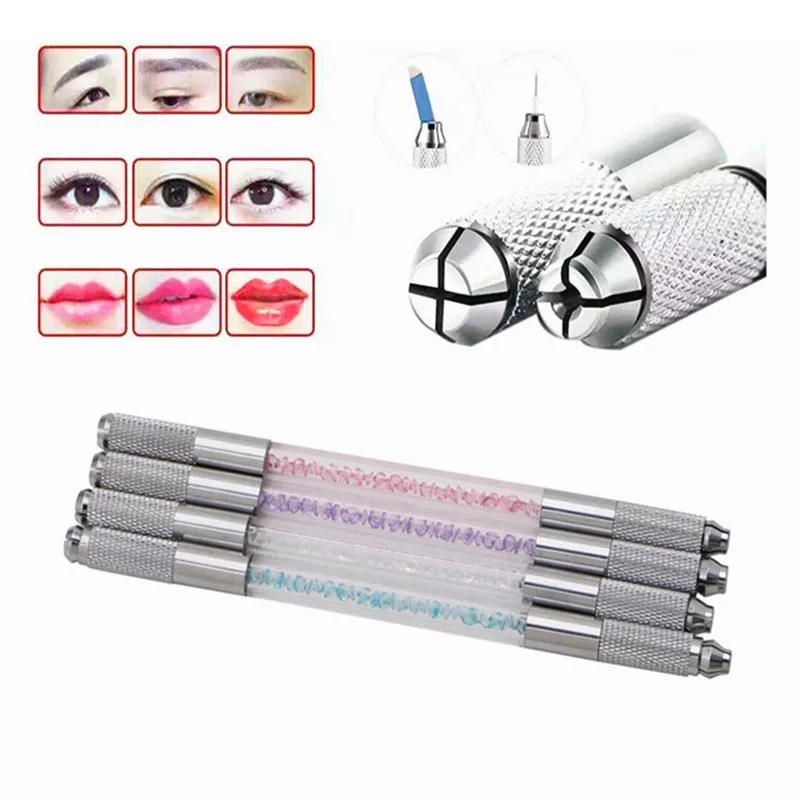 Ручка с двойной головкой и кристаллами 1 шт. ручка для перманентного татуажа