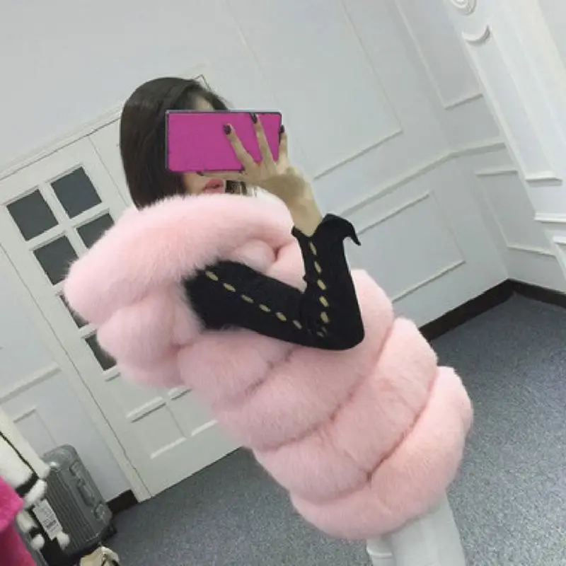 

Vest Coat Women Hooded Fur Winter Female Thick Warm Faux Fur Vest High imitation Fur Jackets White Outerwear New