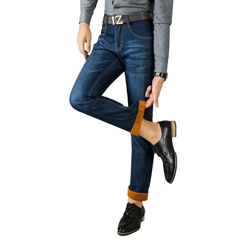 Vomint men's jeans Fashion Warmth 2019 New Business Brand Plus Velvet Regular Straight Stretch Jeans |