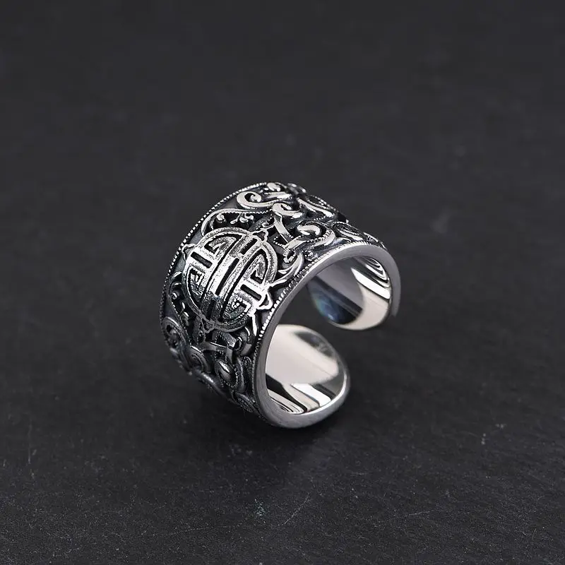 Кольцо мужское/женское однотонное из натурального серебра 925 пробы широкое с 3D