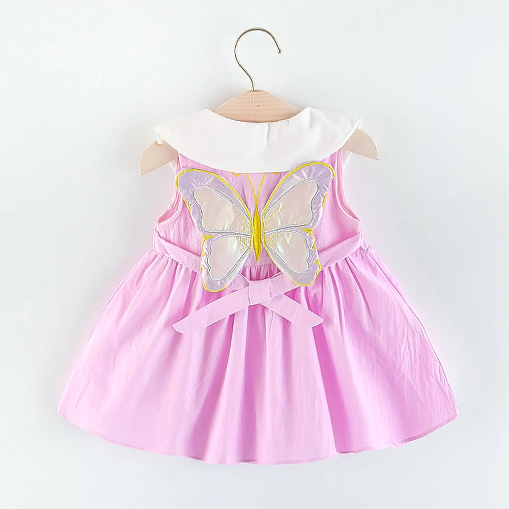 

Girl Summer Clothes 2021 Children Dresses Sleeveless Peter Pan Collar Princess Birthday Costumes