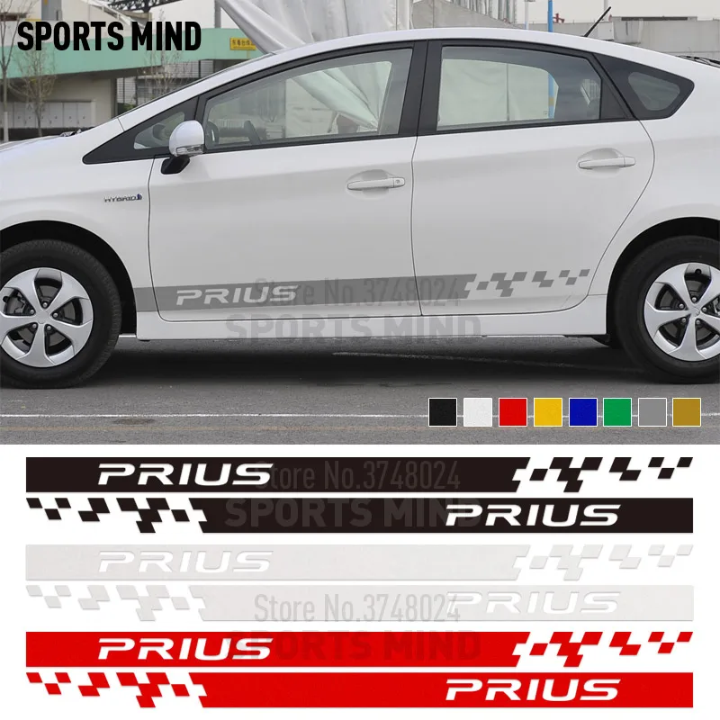 1 пара спортивные наклейки в полоску на дверь автомобиля для Toyota Prius TRD C
