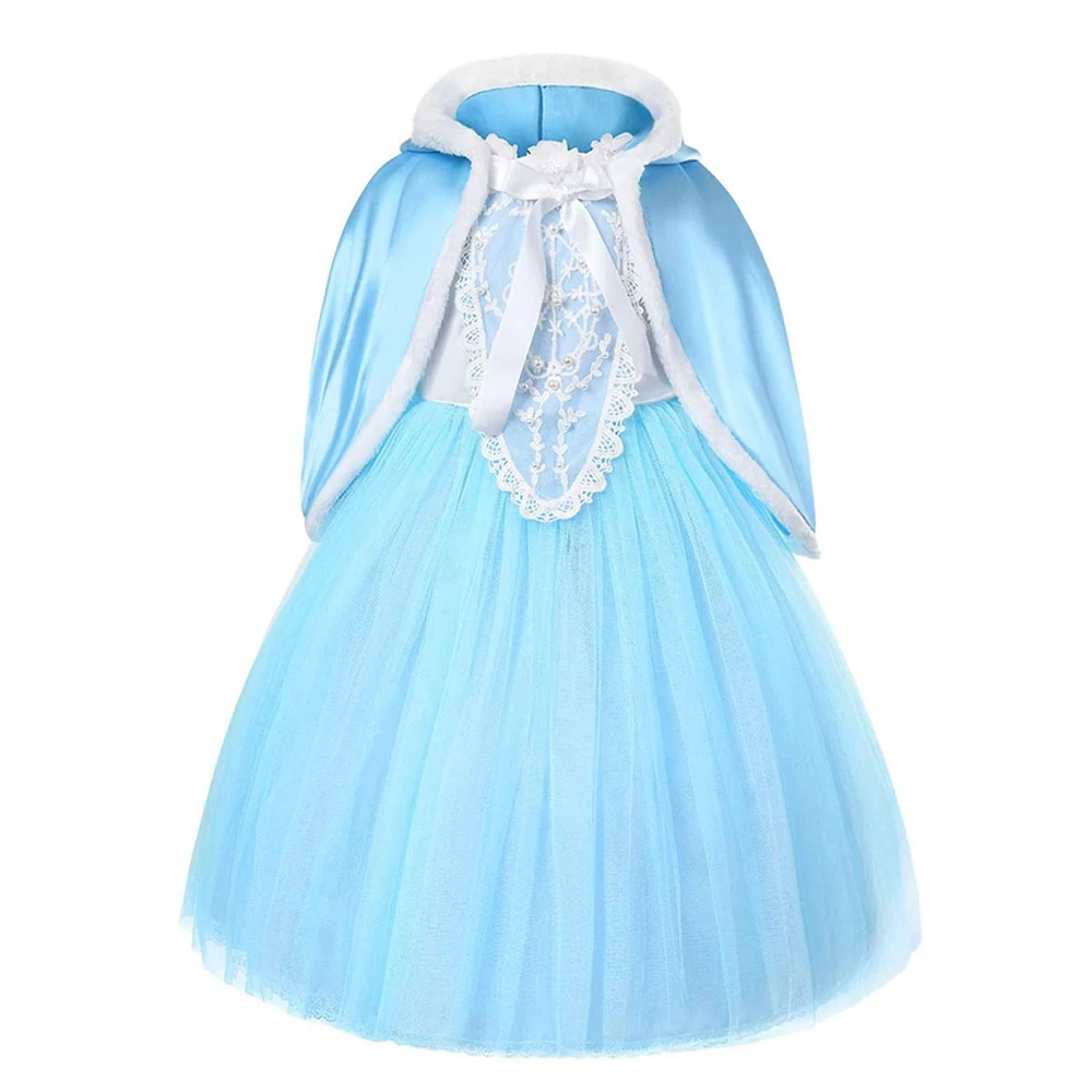 Платье Эльзы + плащ Анны для девочек одежда принцессы детские платья косплей