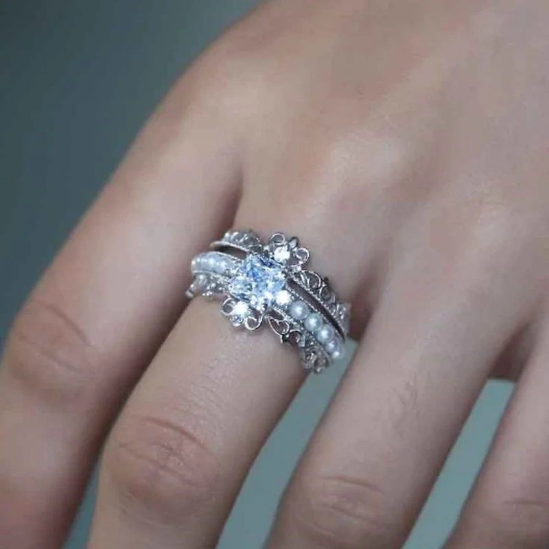 

Retro luxury classic style gothic crown border zircon couple women Valentine's Day gift jewelry jewelry ring wholesale