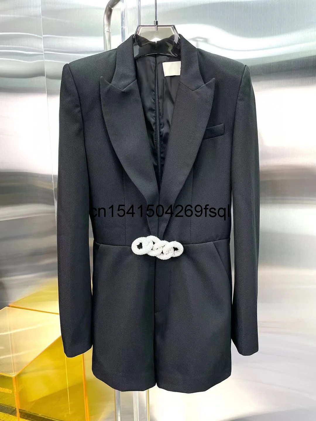 

New 2021 Autumn Women Short Jumpsuits V-Neck Diamonds High End Quality Custom Runway Female Vintage Shorts Mini Rompers