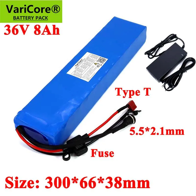 

VariCore 36V 8.0Ah E-bike 18650 lithium battery pack Electric bicycles Scooter built-in 30A BMS and Fuse device 600W 42V Charger