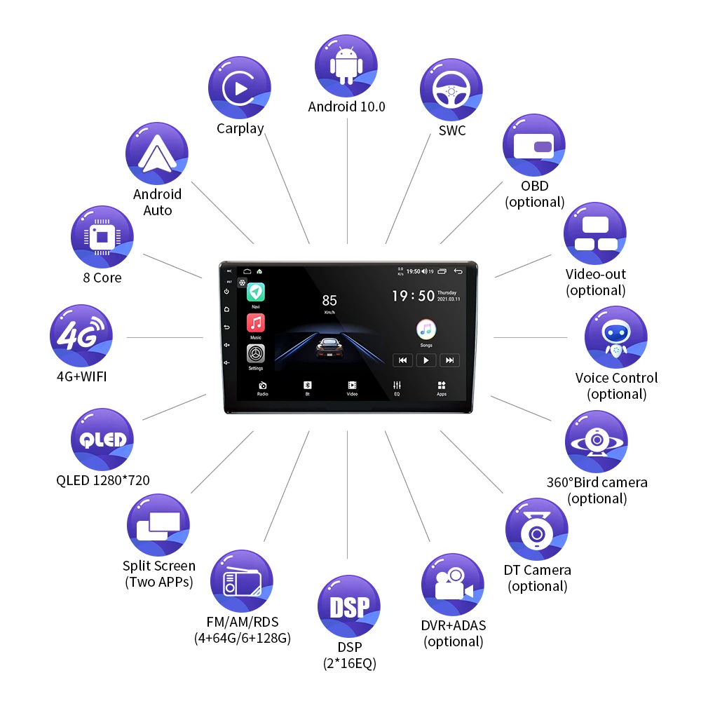Автомагнитола EKIY QLED DSP Android 10 для Ford Focus 2005-2011GPS Navi мультимедийный видеоплеер