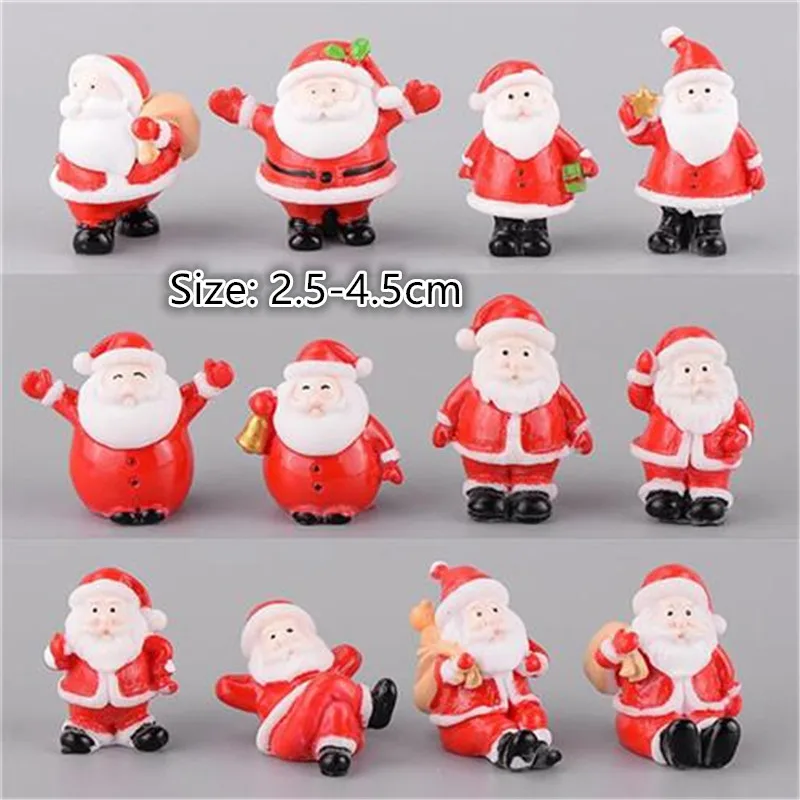 001 (12pc) 1 Набор, мини Новогоднее украшение из полимера, сказочный снеговик, Рождественский Санта Клаус, миниатюрные фигурки, украшение для дома - Цвет: 001 (12pc)