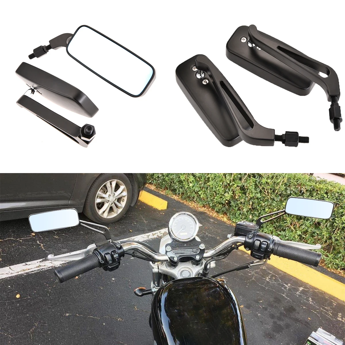 

Зеркало заднего вида для мотоцикла, черное, синее стекло, уличные автомобили, спортивные съемники, винтажные крейсеры, скутеры, стандартная рамка 8 мм/10 мм