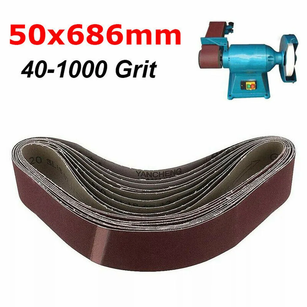 

10 Pcs Sanding Abrasive Belt 50x686mm For Metal Wood Grinding Sander 40-1000 Grit Sanding Belts Polishing Accessories